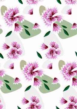 Carnation seamless pattern vector floral design primitive scandinavian Stock Illustration