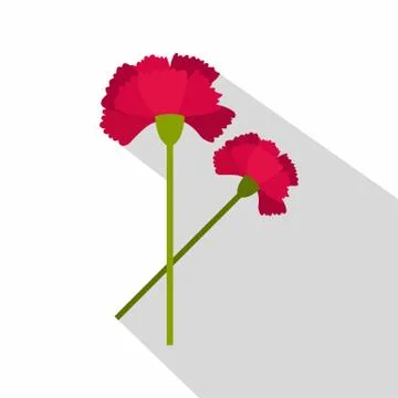 Carnations icon, flat style Ilustración de archivo