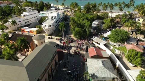 Carnaval-las-terrenas-drone-4k-vibrant-colors-and-caribbean-coast-06 Video stock 316922907