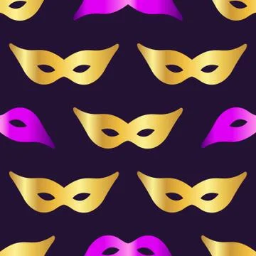 Carnaval Mask Seamless Pattern Backround. Vecor Illustration Stock Illustration