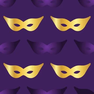 Carnaval Mask Seamless Pattern Backround. Vecor Illustration Stock Illustration