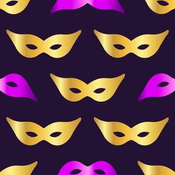 Carnaval Mask Seamless Pattern Backround. Vecor Illustration Stock Illustration