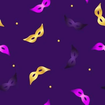 Carnaval Mask Seamless Pattern Backround. Vecor Illustration Stock Illustration