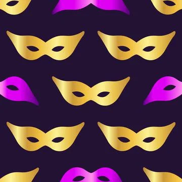 Carnaval Mask Seamless Pattern Backround. Vecor Illustration Stock Illustration