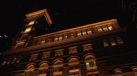 Carnegie Hall Half Pan Left Extreme Low Angle EXT Wide Shot Stock Footage 51662909