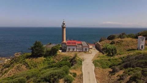 The Carnero lighthouse on the Strait of Gibraltar. Stock Footage 134671099