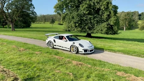 Carnforth, Lancaster, UK. 2025 AUG, 17. Leighton Hall, Porsche car show. Stock Footage 315004066
