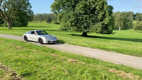Carnforth, Lancaster, UK. 2025 AUG, 17. Leighton Hall, Porsche car show. Stock Footage 315004073