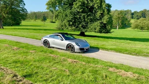 Carnforth, Lancaster, UK. 2025 AUG, 17. Leighton Hall, Porsche car show. Stock Footage 315004239