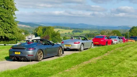 Carnforth, Lancaster, UK. 2025 AUG, 17. Leighton Hall, Porsche car show. Stock-Footage 315004509