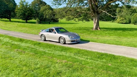 Carnforth, Lancaster, UK. 2025 AUG, 17. Leighton Hall, Porsche car show. Stock Footage 315004656