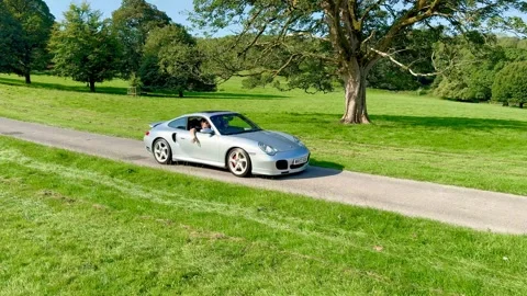 Carnforth, Lancaster, UK. 2025 AUG, 17. Leighton Hall, Porsche car show. Stock Footage 315004818