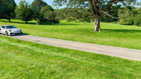 Carnforth, Lancaster, UK. 2025 AUG, 17. Leighton Hall, Porsche car show. Stock Footage 315004859