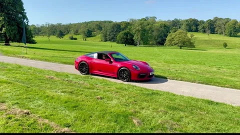 Carnforth, Lancaster, UK. 2025 AUG, 17. Leighton Hall, Porsche car show. Stock Footage 315005593