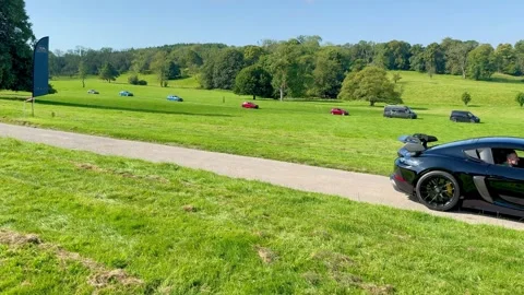 Carnforth, Lancaster, UK. 2025 AUG, 17. Leighton Hall, Porsche car show. Stock Footage 315005614