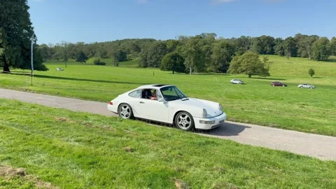 Carnforth, Lancaster, UK. 2025 AUG, 17. Leighton Hall, Porsche car show. Stock Footage 315005619