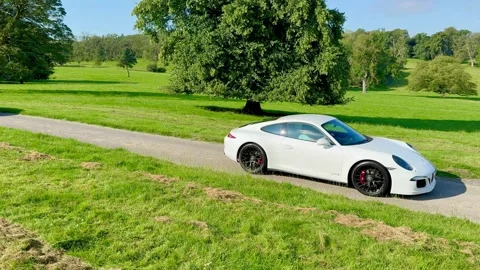 Carnforth, Lancaster, UK. 2025 AUG, 17. Leighton Hall, Porsche car show. Stock Footage 315604524