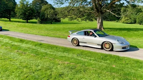 Carnforth, Lancaster, UK. 2025 AUG, 17. Leighton Hall, Porsche car show. Stock Footage 315604677