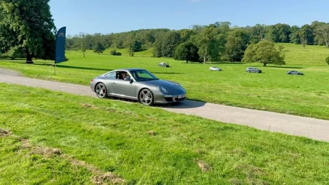 Carnforth, Lancaster, UK. 2025 AUG, 17. Leighton Hall, Porsche car show. Stock Footage 315604851