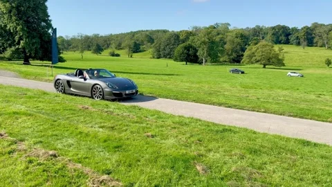 Carnforth, Lancaster, UK. 2025 AUG, 17. Leighton Hall, Porsche car show. Stock Footage 315604896