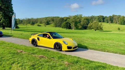 Carnforth, Lancaster, UK. 2025 AUG, 17. Leighton Hall, Porsche car show. Stock-Footage 315605243