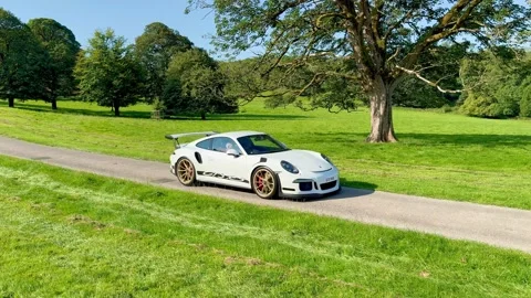 Carnforth, UK. 2025 AUG, 17. Leighton Hall, Porsche car show in 4k Video slow-mo Stock Footage 315004712