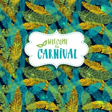 Carnival background. Seamless patern with hand drawn elements. Illustrazione stock