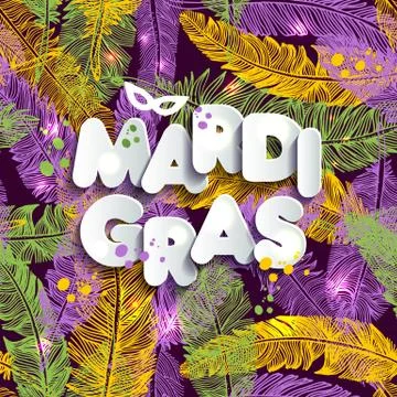 Carnival background. Seamless patern with hand drawn elements. Sign Mardi Gra Stock Illustration