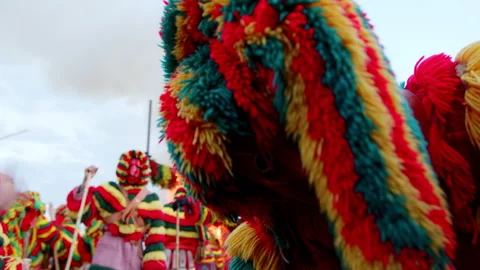 Carnival character confronts the camera Stockbeeldmateriaal 268320027