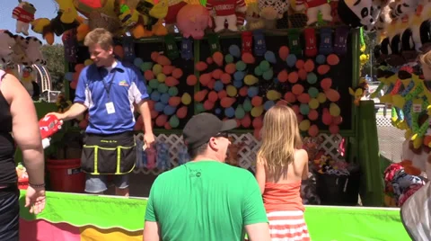 Carnival, County Fair, Father and daughter Stock Footage