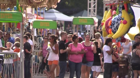 Carnival, County Fair, midway crowd Stock Footage 38623136