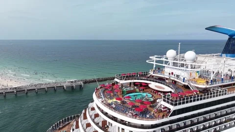 Carnival Cruise Ship Pool Deck – Aerial Drone Footage at Sea June 29th 2025 Stock Footage 312397884