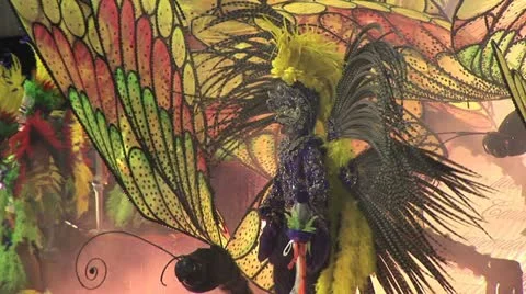 Carnival Dancer In Costume And Dancing On A Float Video stock 19102562