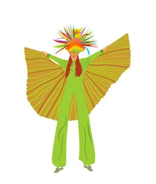 Carnival dancer on stilts vector illustration isolated on white background Illustration