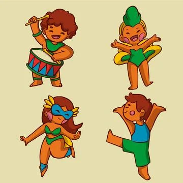 Carnival dancers pack Stock Illustration