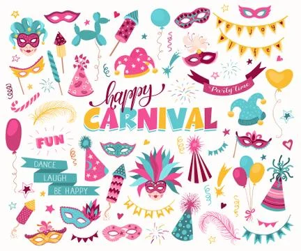 Carnival doodle set Stock Illustration