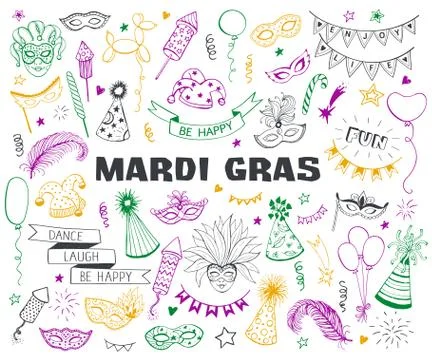 Carnival doodle set Stock Illustration