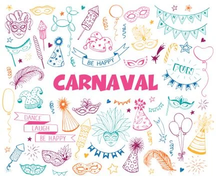 Carnival doodle set Illustrazione stock