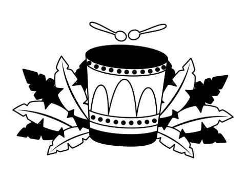 Carnival drum feathers Illustrazione stock