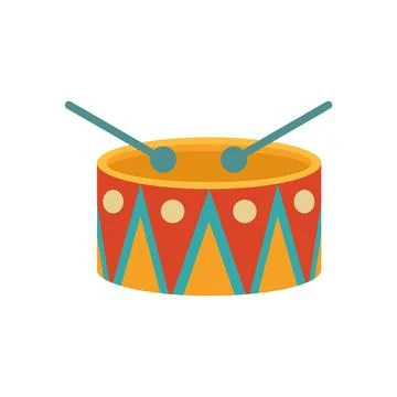 Carnival drum icon flat isolated Stock Illustration