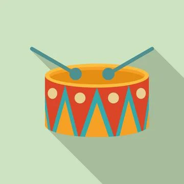 Carnival drum icon, flat style Stock Illustration