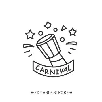 Carnival drum line icon. Editable illustration Stock Illustration