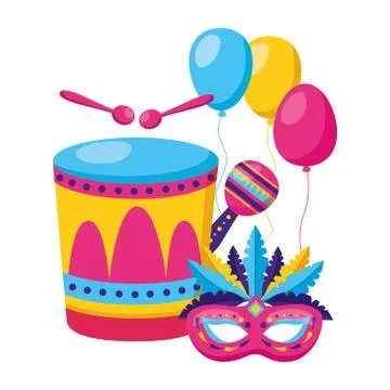 Carnival drum mask maraca Stock Illustration