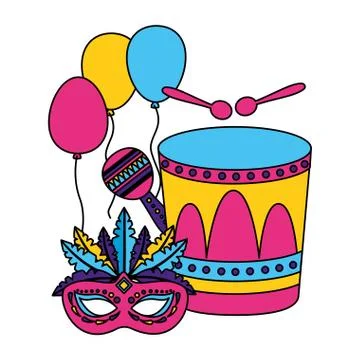 Carnival drum mask maraca Stock-Illustration