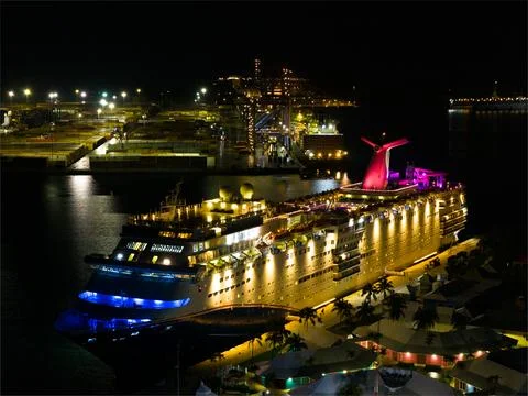 Carnival Elation at Night Stock Photos