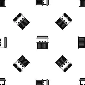 Carnival fair booth pattern seamless black Stock Illustration