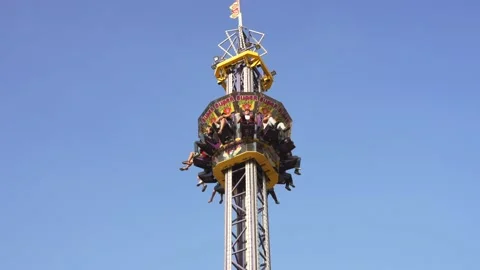 Carnival fair drop ride Stock Footage 203035676
