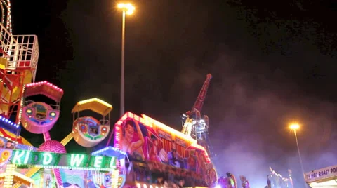Carnival Fair Ground Rides Night Screams Stock Footage 35650511