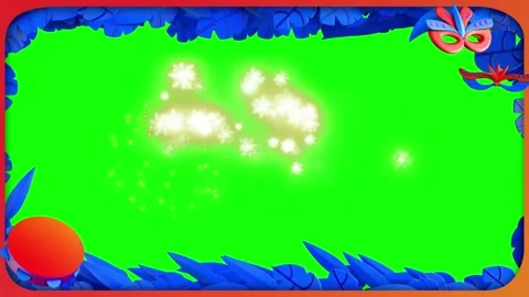 Carnival fireworks frame on green screen. Festive party border with masquerade Stock Footage 340944004