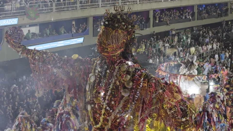 Carnival Float from Grande Rio Samba School at Carnival Parade - Rio Brazil 2022 Stock Footage 188695184